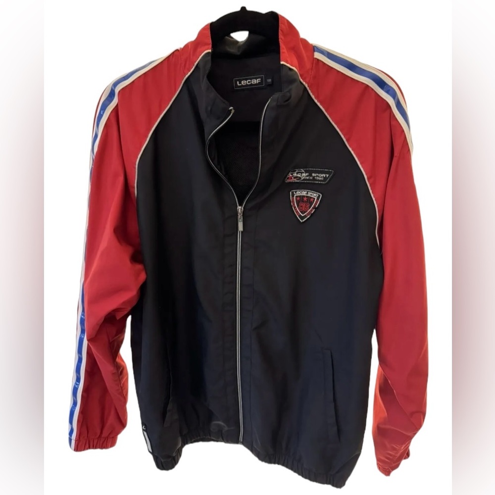 Rare LECAF Sport 1986 Mens Black Red Jacket Embroidered Racing Size 100